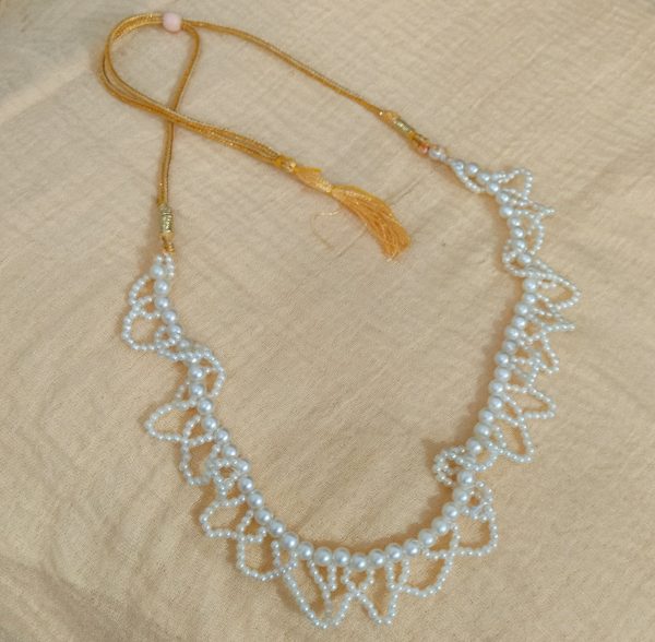 Handmade Pearl Necklace with Dori (Golden Color)