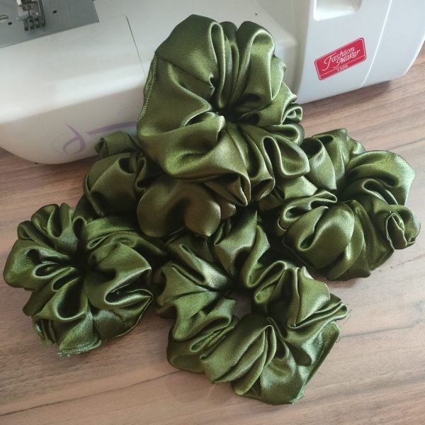 Satin Oversized Scrunchie - Green - Image 2