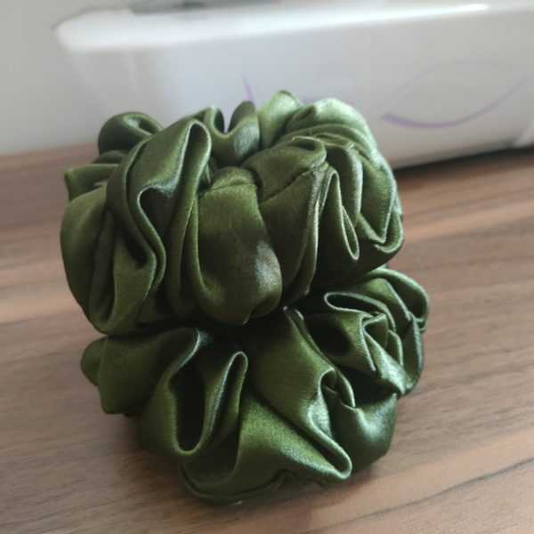 Satin Small Green Scrunchie