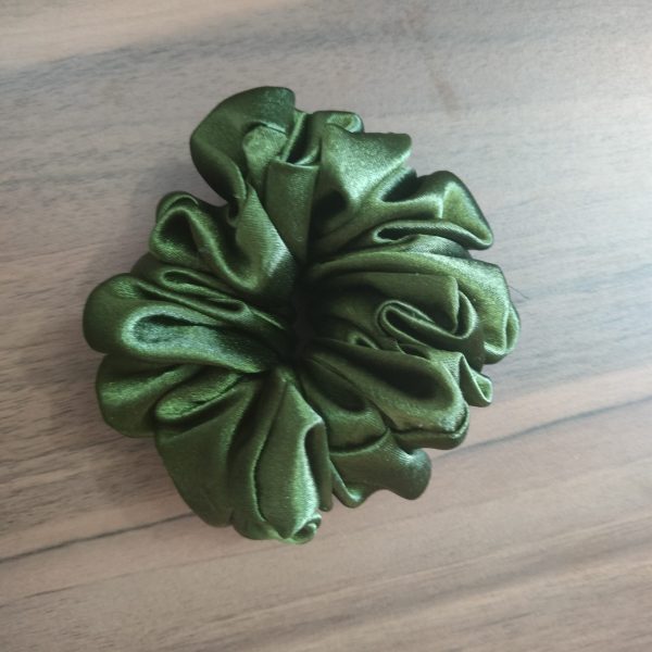 Satin Small Green Scrunchie - Image 2