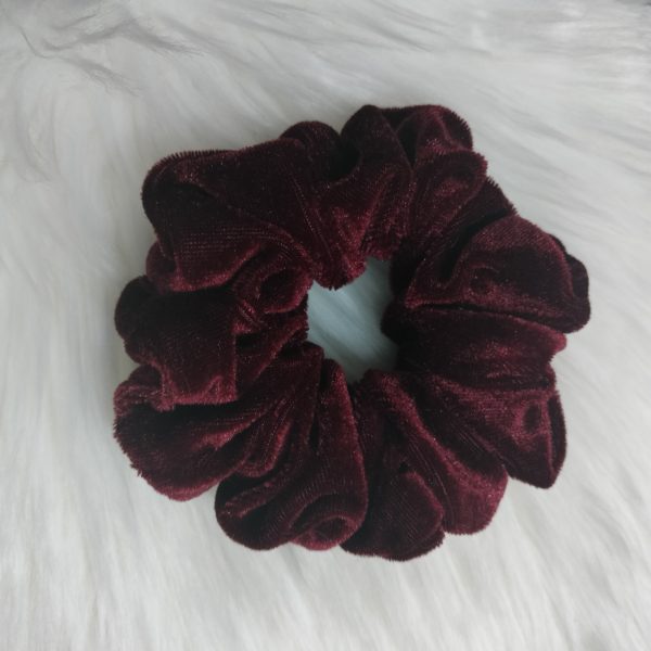 Handmade Maroon Velvet Scrunchie - Image 2