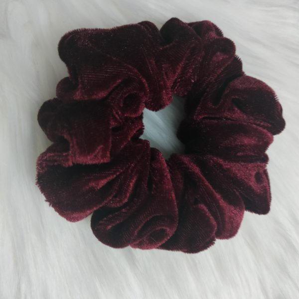 Handmade Maroon Velvet Scrunchie - Image 3