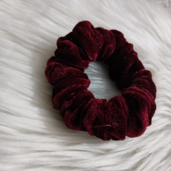 Small Size Velvet Maroon Scrunchie