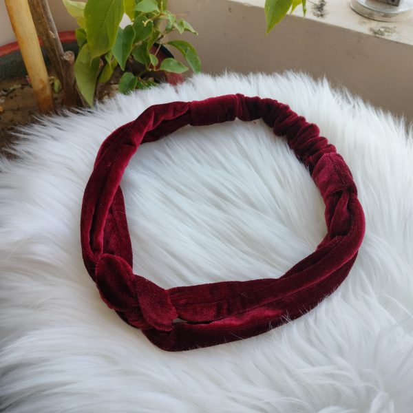 Velvet Fabric Knot Maroon Hairband