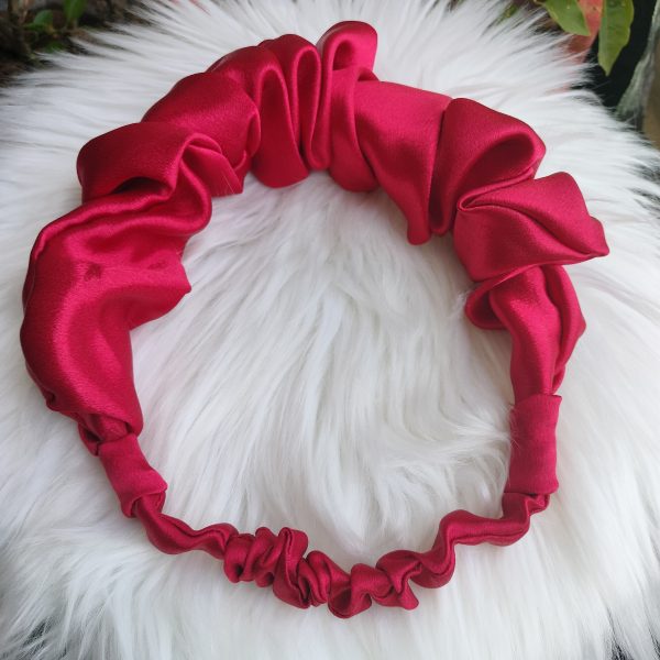 Satin Fabric Free Size Maroon Headbands - Image 2