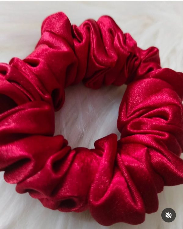 Satin Small Maroon Scrunchie - Image 2