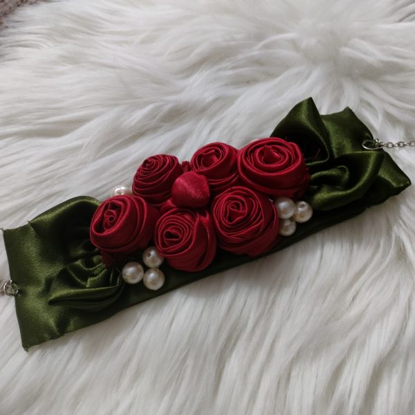 Handmade Satin Fabric Floral Choker Belt