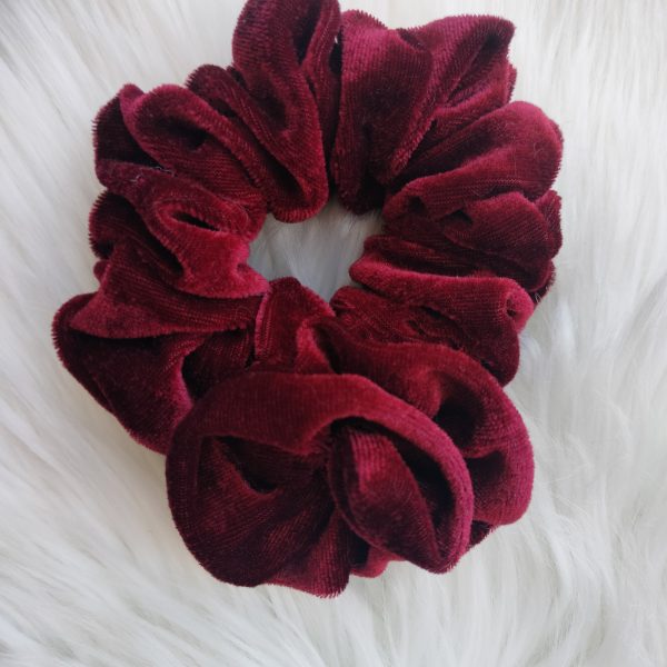 Maroon Colored Velvet Hair Scrunchie For Women - Image 2