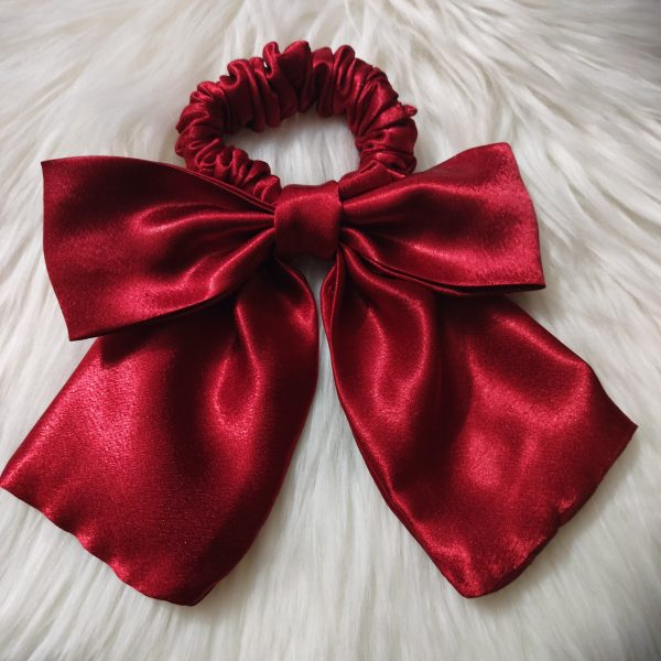 Handcrafted Satin Fabric Bow Tie - Maroon