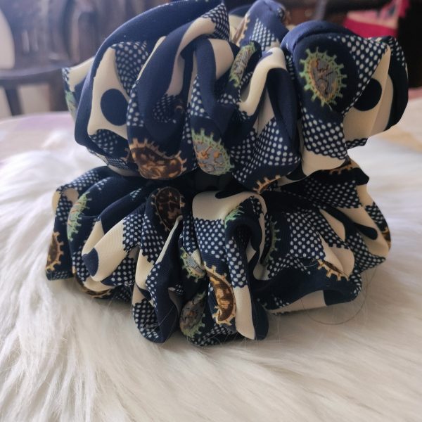 Handmade Printed Multicolor Silk Scrunchie - Image 2