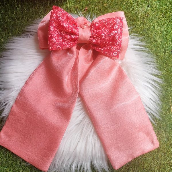 Handcrafted Organza Fabric Bow Tie - Pink