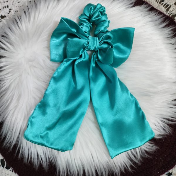 Handcrafted Aquamarine Satin Fabric Bow Tie - Style 2 - Image 3