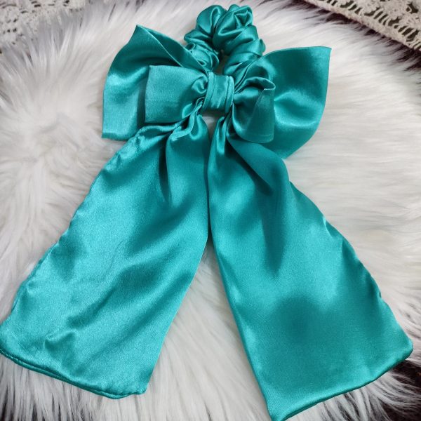 Handcrafted Aquamarine Satin Fabric Bow Tie - Style 2