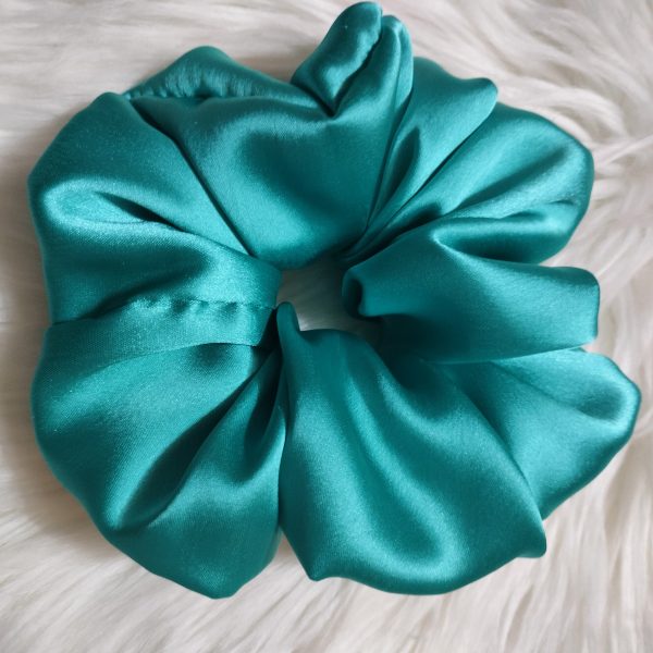 Handmade Floral Satin Scrunchie - Aquamarine Regular Size