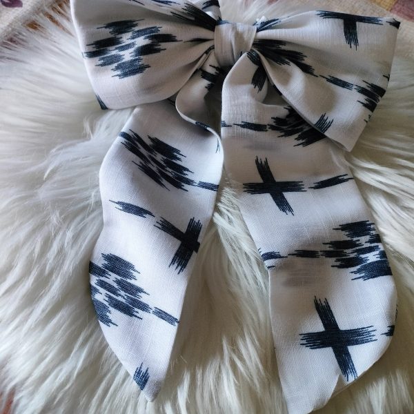 Handmade Cotton Bow Tie - Printed Black and White - Image 2